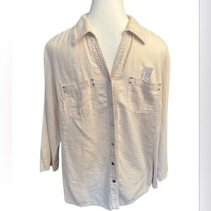 Coral Bay Linen/Rayon Button Down Top